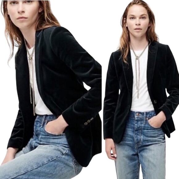 J.Crew Blazer Parke Velvet‎ Black Jacket Women’s Size 22 - Picture 2 of 10